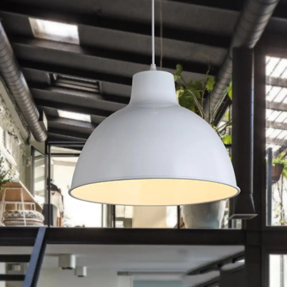 Modern Loft Style Dome Ceiling Light - 12’/14’ Dia Adjustable Cord Black/White White / 12’