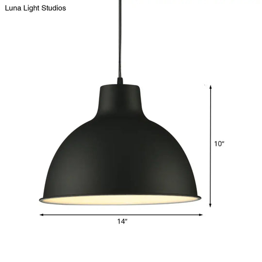 Modern Loft Style Dome Ceiling Light - 12’/14’ Dia Adjustable Cord Black/White