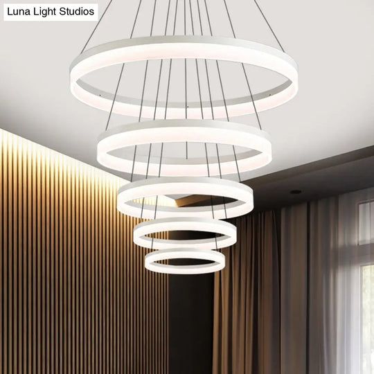 Modern Loop Acrylic Drop Pendant Led Ceiling Chandelier In Warm/White Light