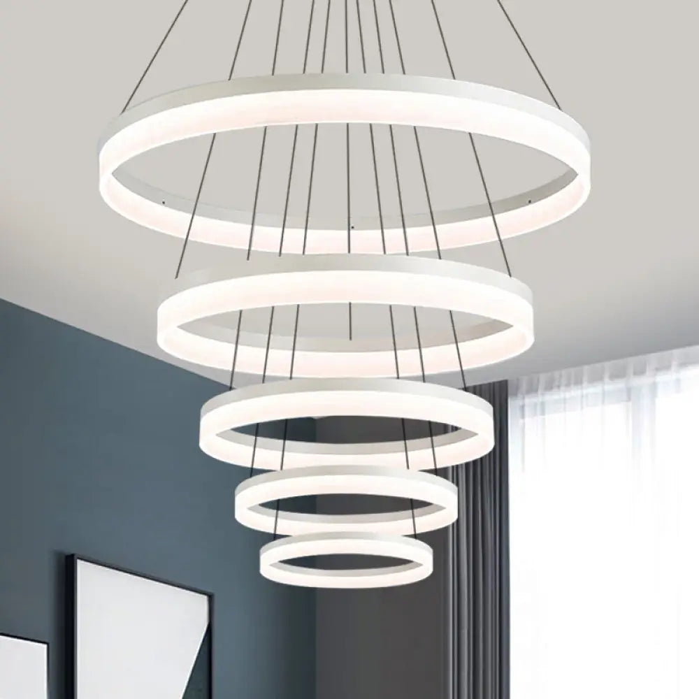 Modern Loop Acrylic Drop Pendant Led Ceiling Chandelier In Warm/White Light 5 / White Warm