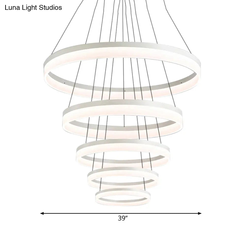 Modern Loop Acrylic Drop Pendant Led Ceiling Chandelier In Warm/White Light