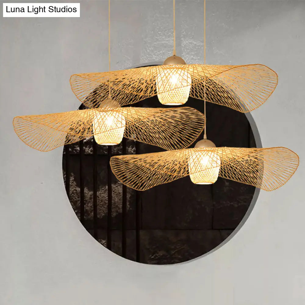 Modern Lotus Leaf Bamboo Ceiling Light - Restaurant Pendant Lighting