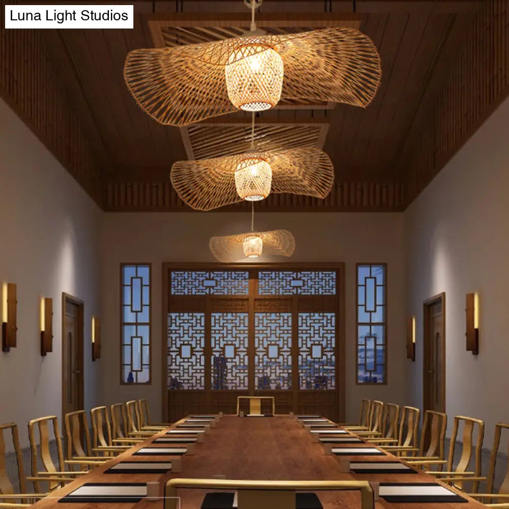 Modern Lotus Leaf Bamboo Ceiling Light - Restaurant Pendant Lighting