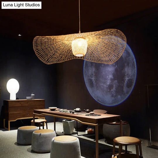 Modern Lotus Leaf Bamboo Ceiling Light - Restaurant Pendant Lighting