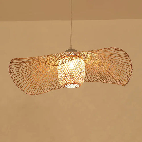 Modern Lotus Leaf Bamboo Ceiling Light - Restaurant Pendant Lighting Wood / 25.5 A