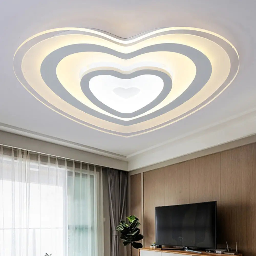 Modern Love-Heart White Led Ceiling Light For Hotels & Restaurants / 19.5’