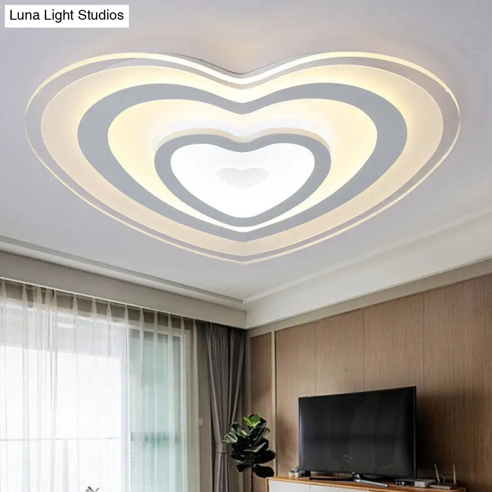 Modern Love-Heart White Led Ceiling Light For Hotels & Restaurants / 19.5