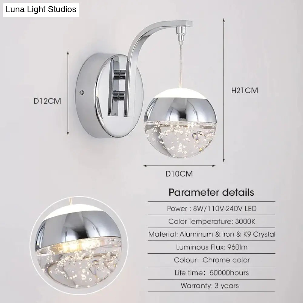 Modern Luxurious Crystal Led Wall Lamp Sconce For Bedroom