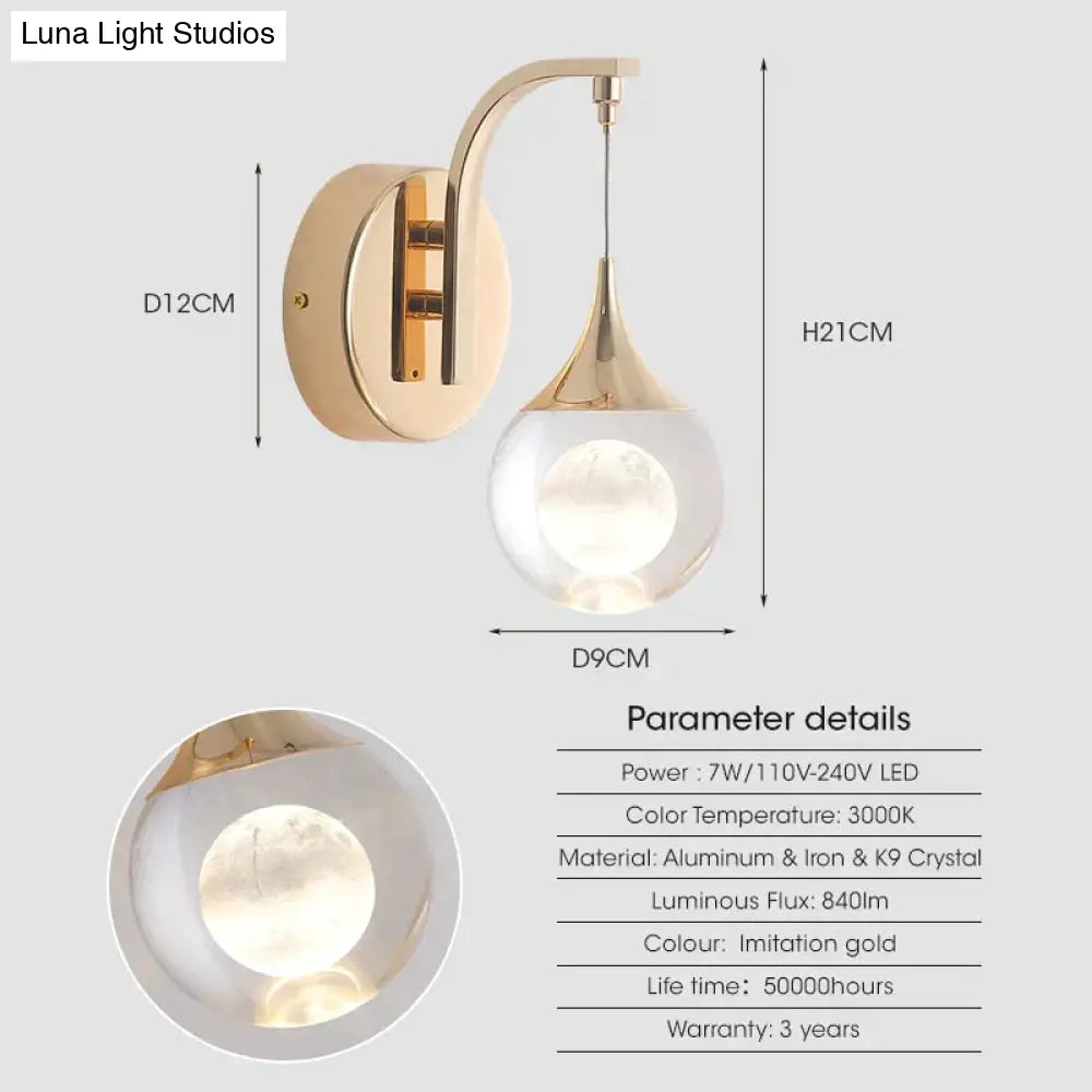 Modern Luxurious Crystal Led Wall Lamp Sconce For Bedroom Gold Moon / Russian Federation 7W|Warm