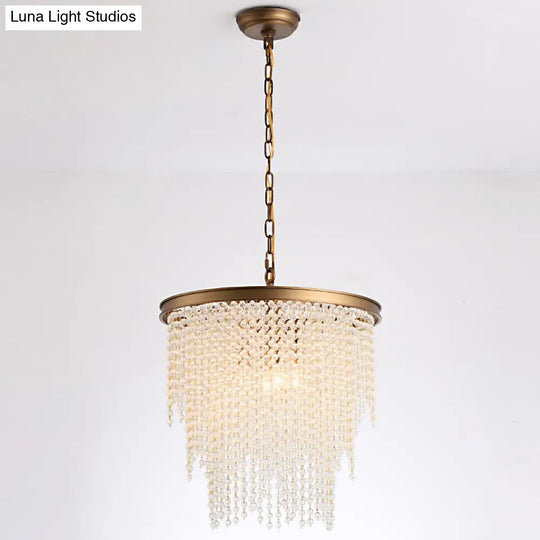 Modern Luxurious Crystal Round Pendant Lamp - 4-Light Cascading Design Ideal For Small Living Rooms