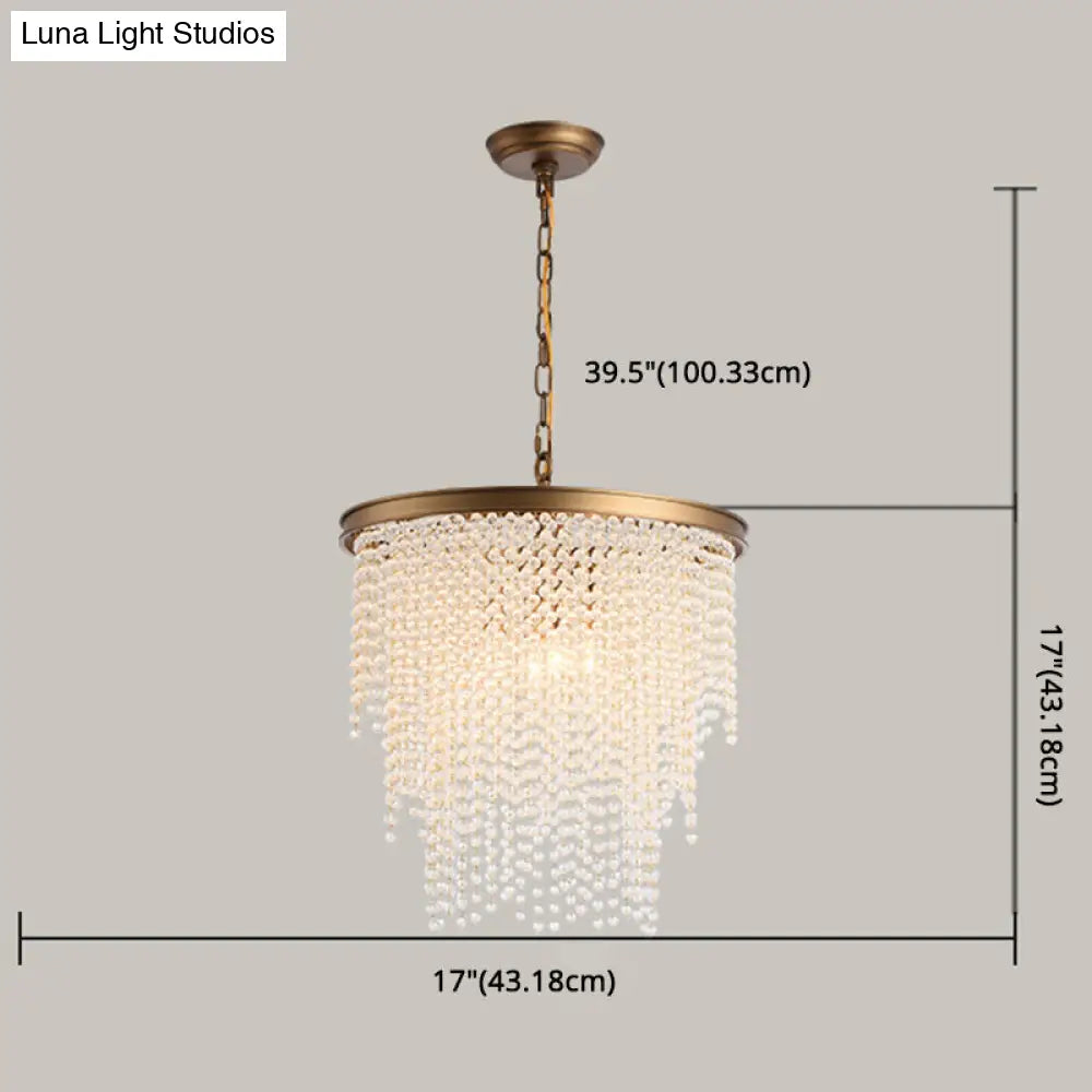 Modern Luxurious Crystal Round Pendant Lamp - 4-Light Cascading Design Ideal For Small Living Rooms