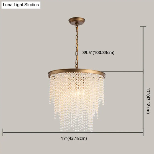 Modern Luxurious Crystal Round Pendant Lamp - 4-Light Cascading Design Ideal For Small Living Rooms