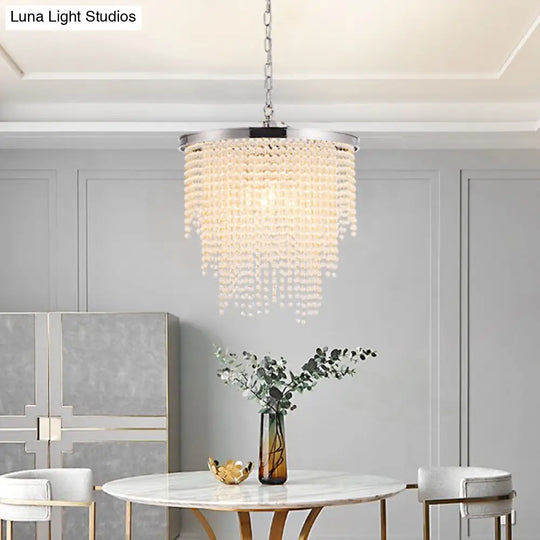 Modern Luxurious Crystal Round Pendant Lamp - 4-Light Cascading Design Ideal For Small Living Rooms