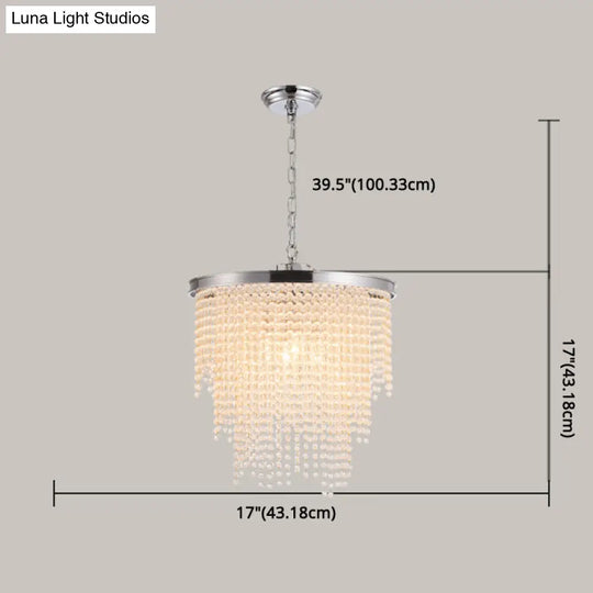 Modern Luxurious Crystal Round Pendant Lamp - 4-Light Cascading Design Ideal For Small Living Rooms