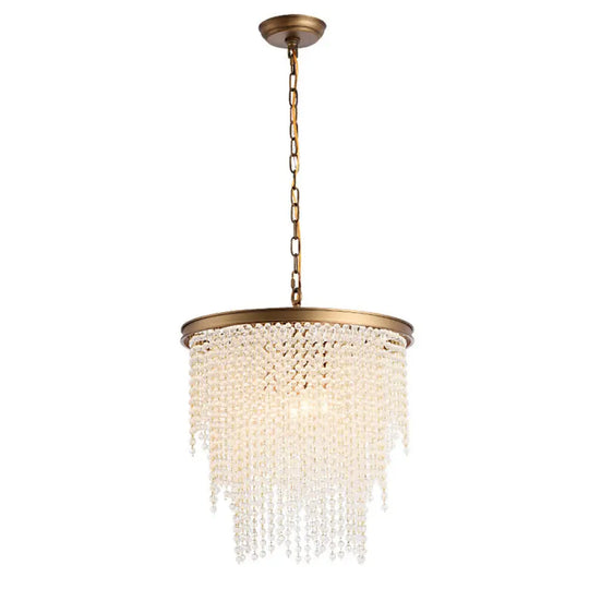 Modern Luxurious Crystal Round Pendant Lamp - 4-Light Cascading Design Ideal For Small Living Rooms