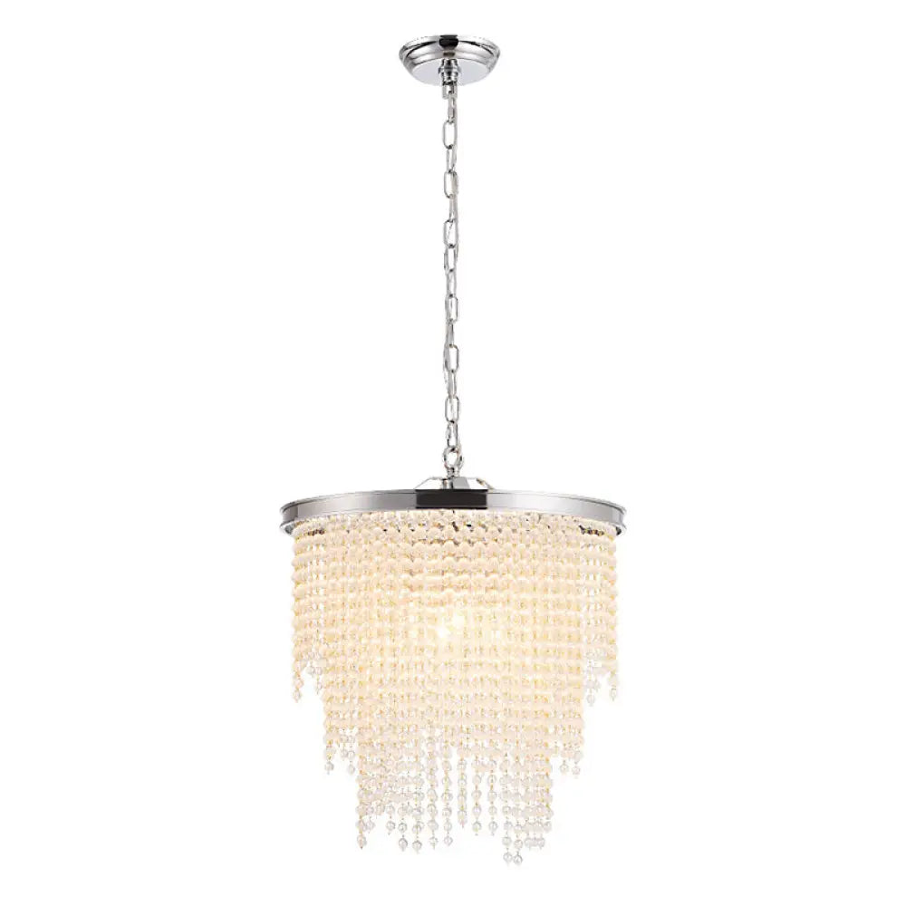 Modern Luxurious Crystal Round Pendant Lamp - 4-Light Cascading Design Ideal For Small Living Rooms