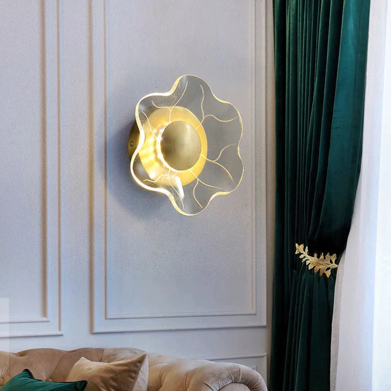 Modern Luxury Bedroom Bedside Lamp Flower Copper Wall Lamp