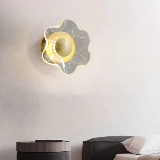 Modern Luxury Bedroom Bedside Lamp Flower Copper Wall Lamp