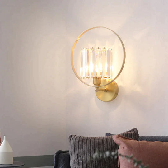 Modern Luxury Copper Wall Lamp Living Room Tv Background Creative Bedroom Bedside Simple Crystal