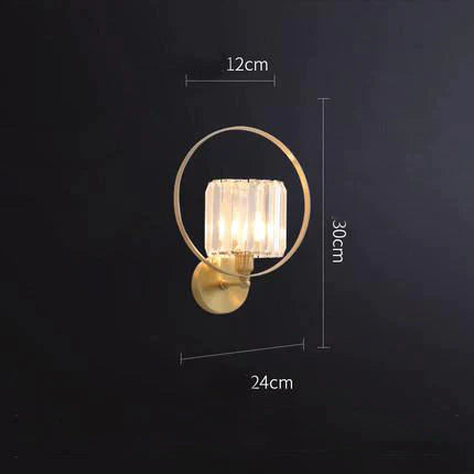 Modern Luxury Copper Wall Lamp Living Room TV Background Wall Lamp Creative Bedroom Bedside Wall Lamp Simple Copper Crystal Wall Lamp