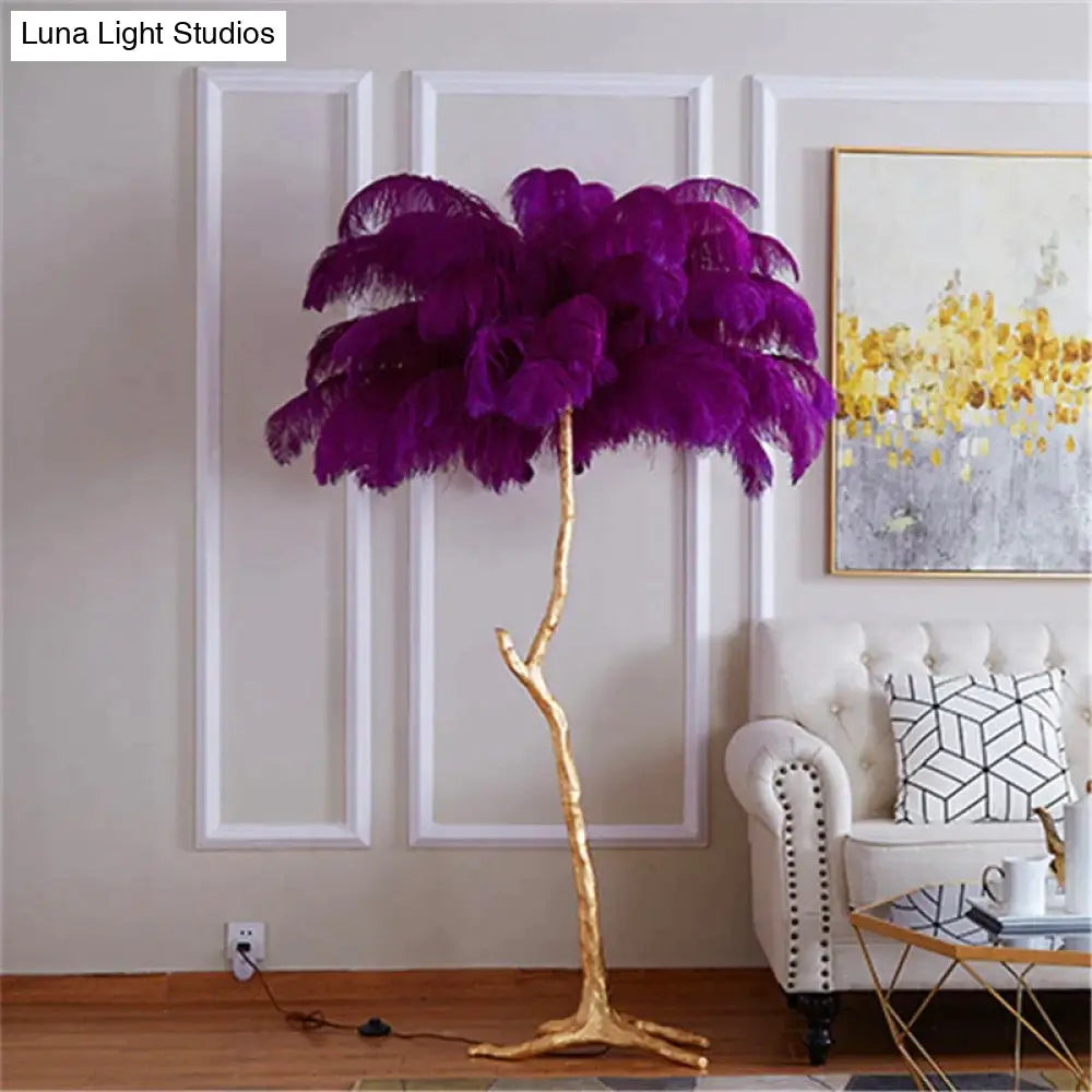 Modern Luxury Feather Floor Lamp Living Room Decoration Light Stand Light Decorative Standing Indoor