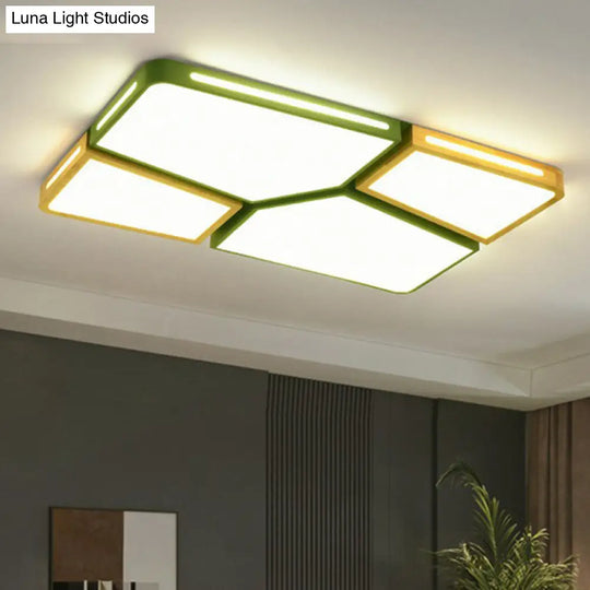 Modern Macaron Flush Mount Led Ceiling Light For Living Room Green / Small Warm