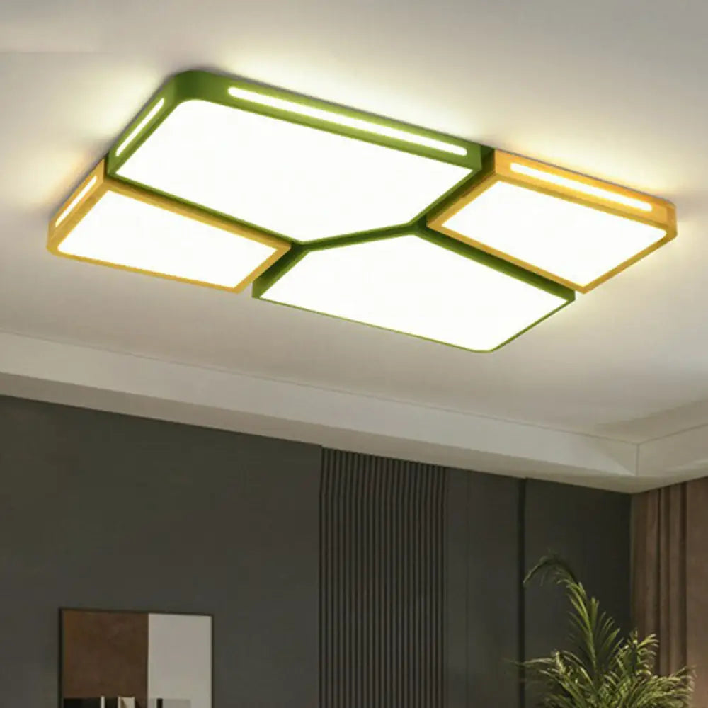 Modern Macaron Flush Mount Led Ceiling Light For Living Room Green / Small Warm