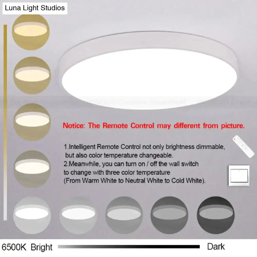 Modern Macaron Panel Lamp Led Ceiling Light Fixture Remote Control Hall Surface Mount Flush Bedroom