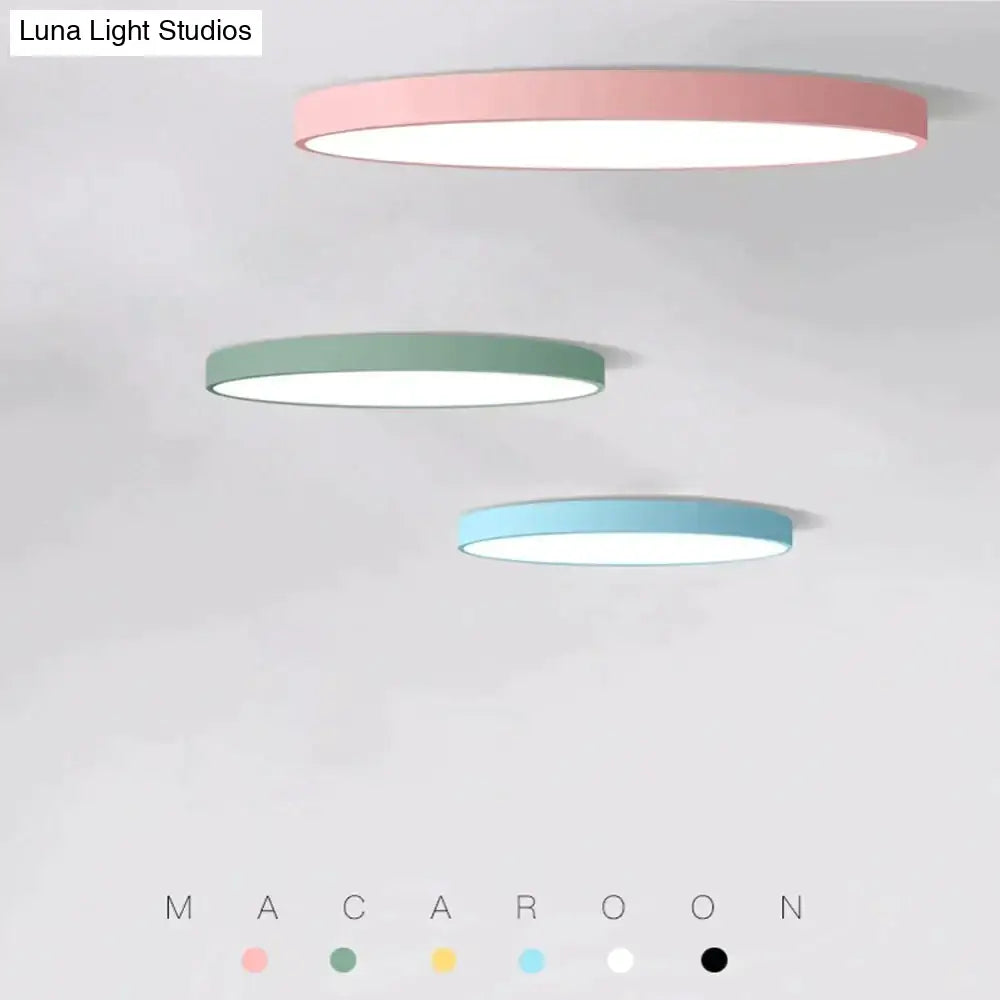 Modern Macaron Panel Lamp Led Ceiling Light Fixture Remote Control Hall Surface Mount Flush Bedroom