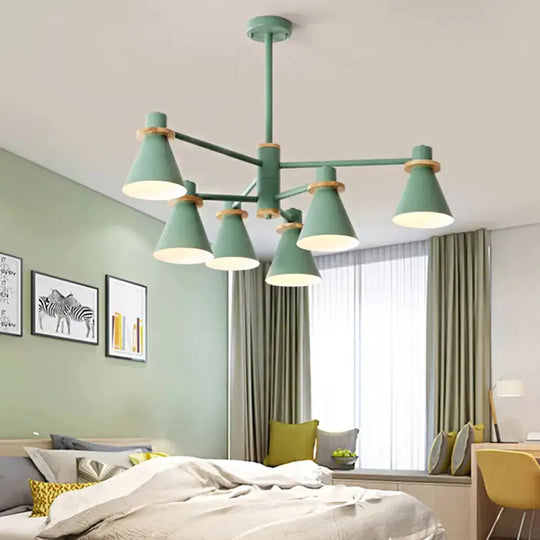 Modern Macaron Pendant Light: Stylish Metallic Chandelier For Child Bedroom 6 / Green