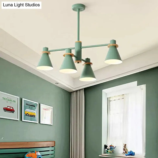 Modern Macaron Pendant Light: Stylish Metallic Chandelier For Child Bedroom