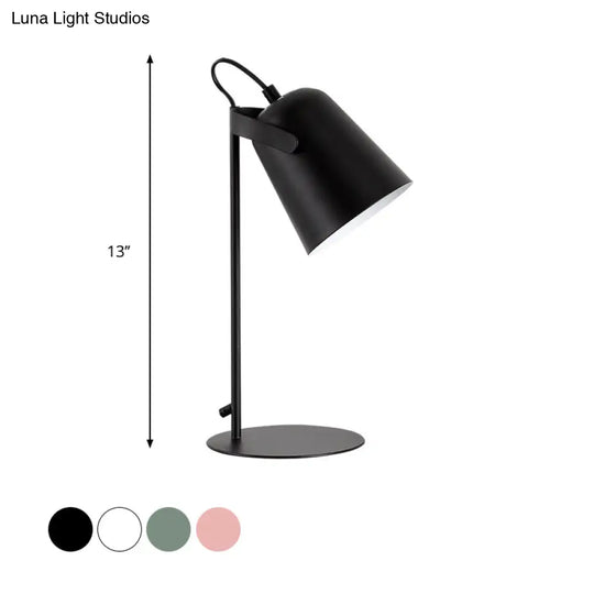 Modern Macaron Style 1-Light Tapered Desk Lamp Rotatable Metallic Reading Light Black/White For