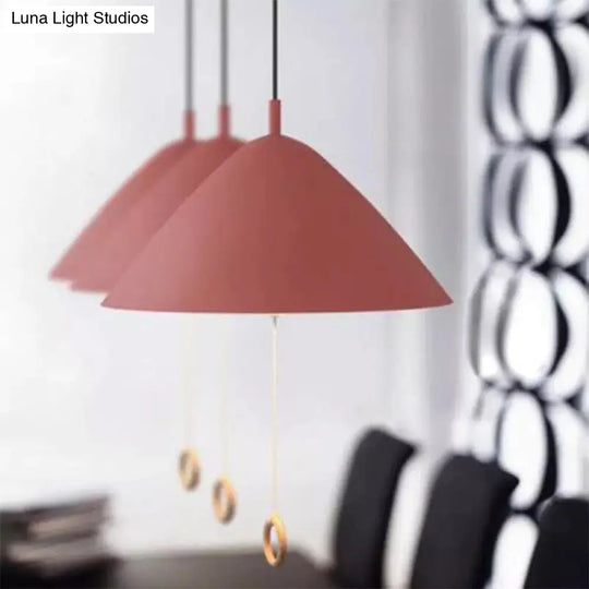 Contemporary Metal Macaron Pendant Light With Pull Ring - 1-Light Modern Lighting