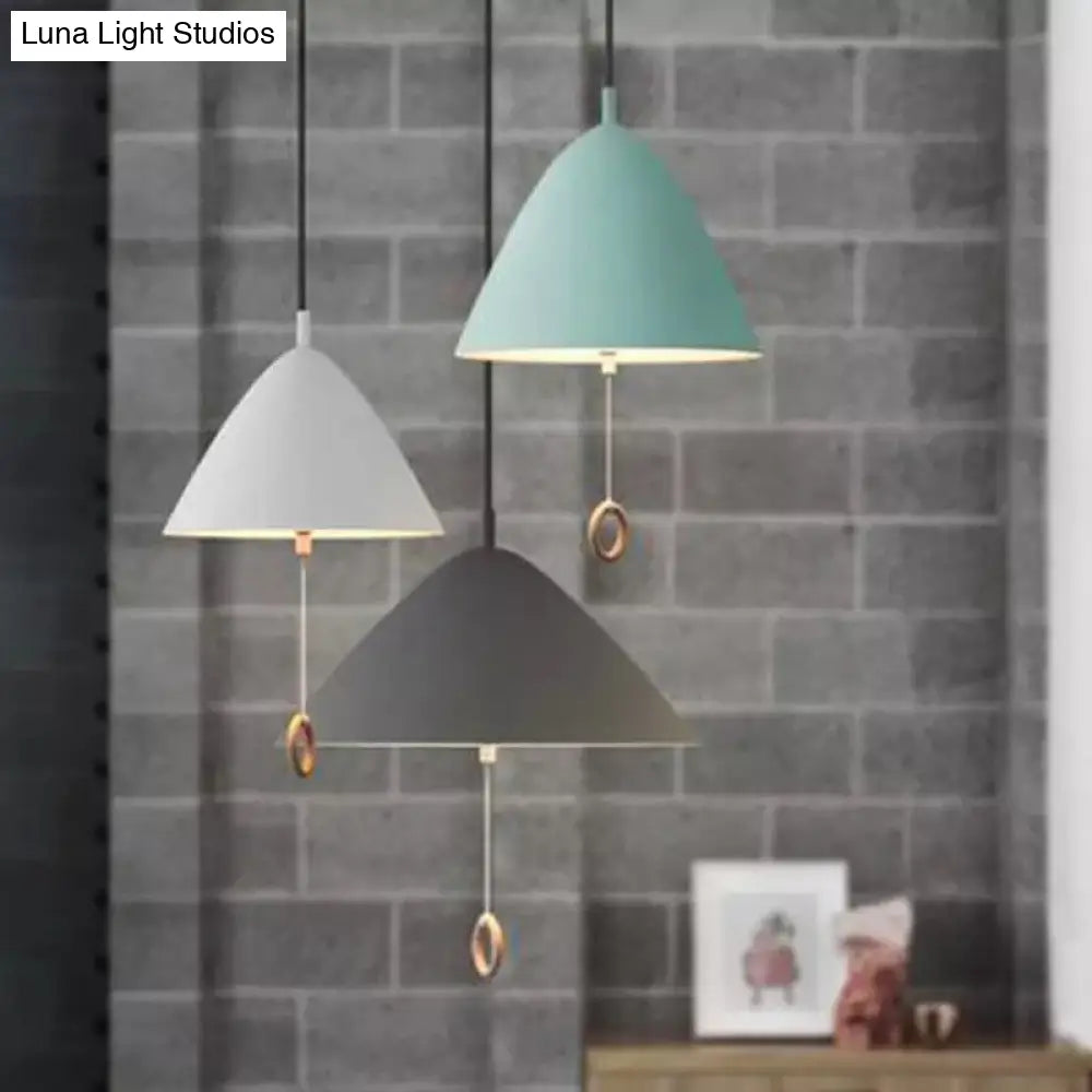 Modern Macarons Tapered Pendant Light With Metal Finish - 1-Light Lighting