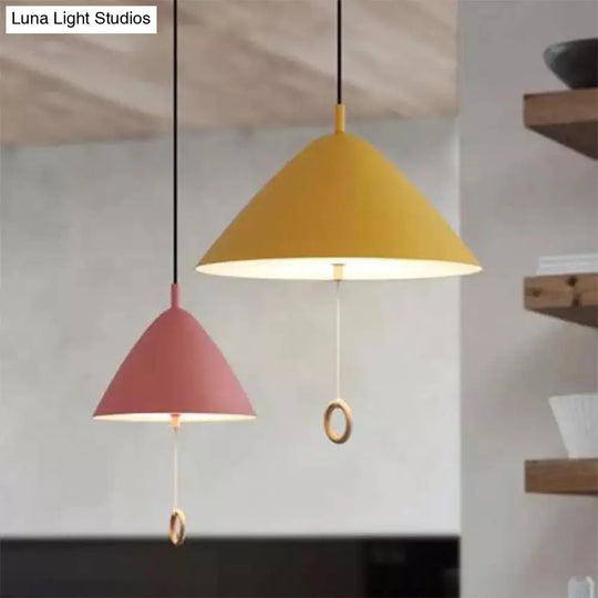 Modern Macarons Tapered Pendant Light With Metal Finish - 1-Light Lighting