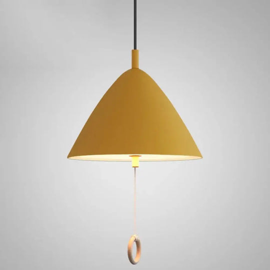 Modern Macarons Tapered Pendant Light With Metal Finish - 1-Light Lighting Yellow / 11’