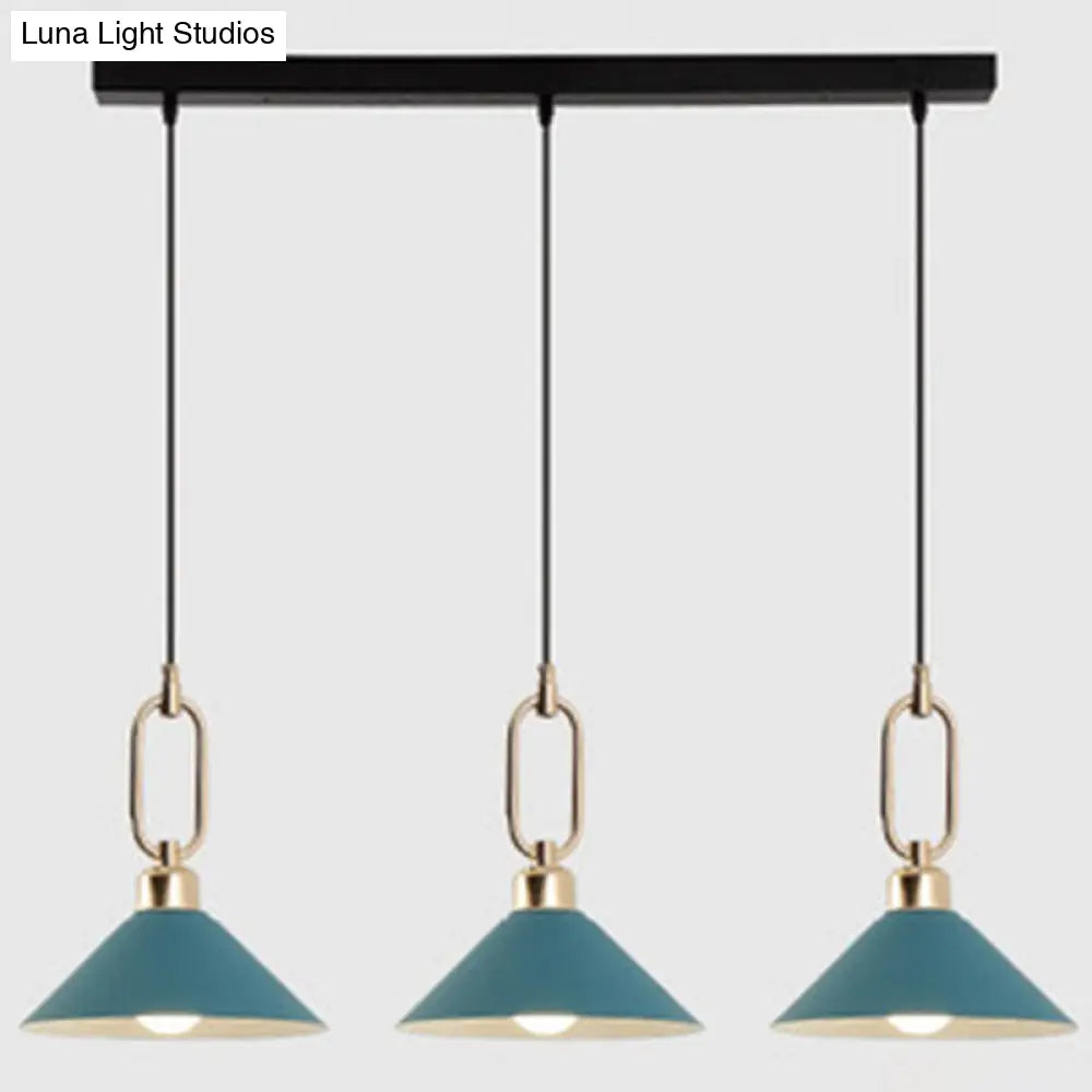 Modern Macarons Umbrella Pendant Light With Metal Ring - Stylish Lighting Blue / Linear