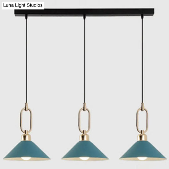 Modern Macarons Umbrella Pendant Light With Metal Ring - Stylish Lighting Blue / Linear