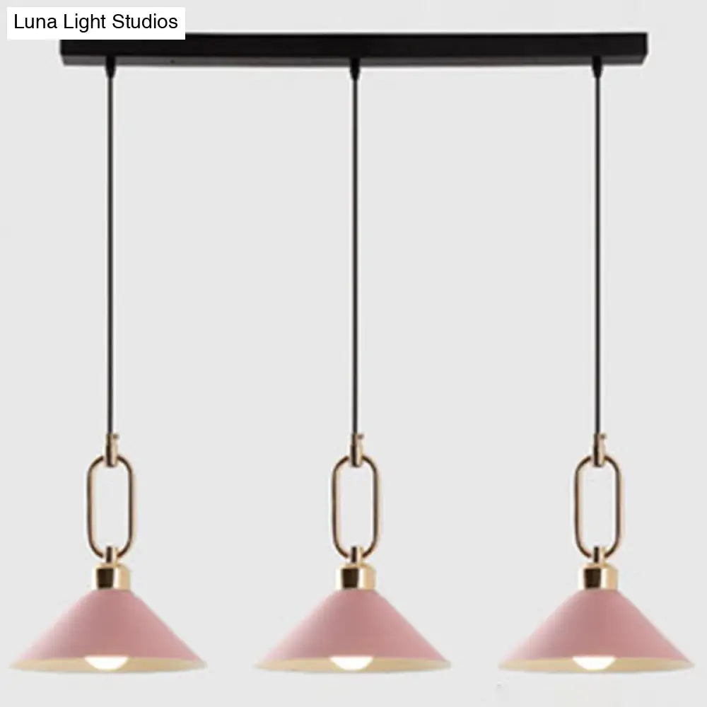 Modern Macarons Umbrella Pendant Light With Metal Ring - Stylish Lighting Pink / Linear