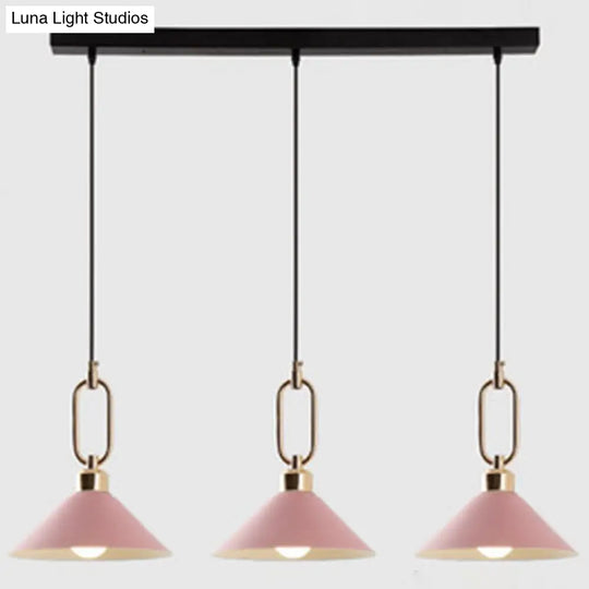 Modern Macarons Umbrella Pendant Light With Metal Ring - Stylish Lighting Pink / Linear