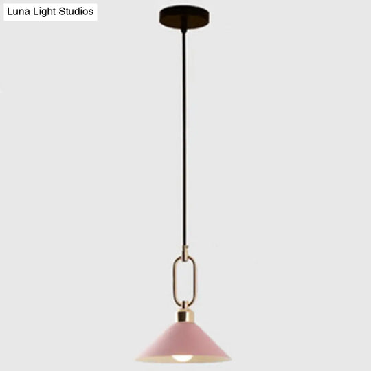 Modern Macarons Umbrella Pendant Light With Metal Ring - Stylish Lighting Pink / Round