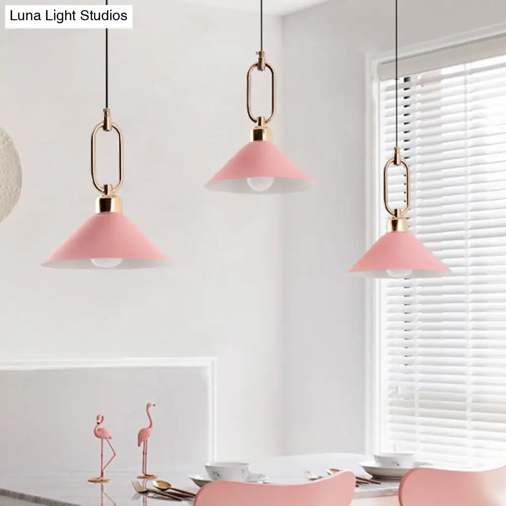 Modern Macarons Umbrella Pendant Light With Metal Ring - Stylish Lighting