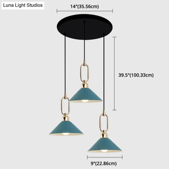 Modern Macarons Umbrella Pendant Light With Metal Ring - Stylish Lighting