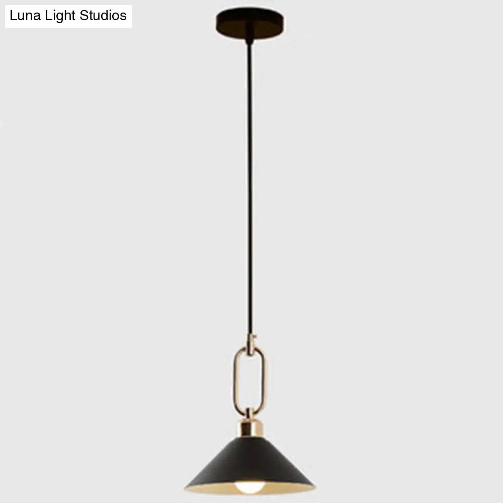 Modern Macarons Umbrella Pendant Light With Metal Ring - Stylish Lighting Black / Round