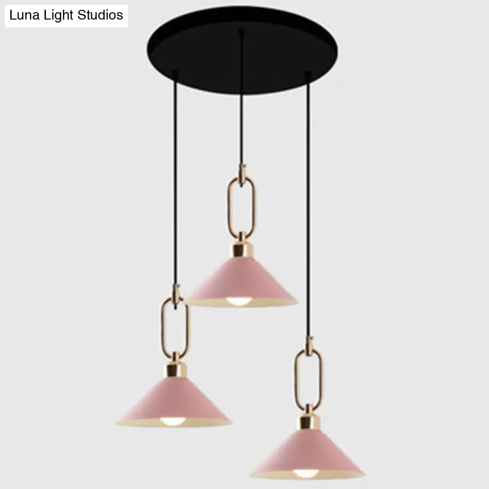 Modern Macarons Umbrella Pendant Light With Metal Ring - Stylish Lighting