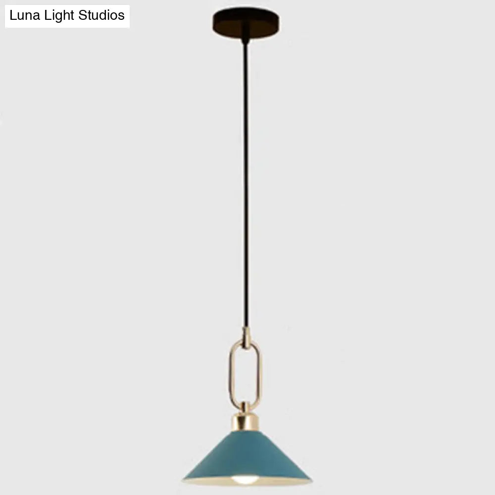 Modern Macarons Umbrella Pendant Light With Metal Ring - Stylish Lighting Blue / Round