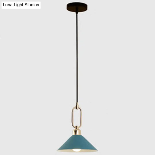 Modern Macarons Umbrella Pendant Light With Metal Ring - Stylish Lighting Blue / Round