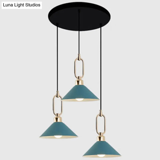 Modern Macarons Umbrella Pendant Light With Metal Ring - Stylish Lighting