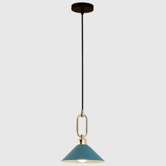 Modern Macarons Umbrella Pendant Light With Metal Ring - Stylish Lighting Blue / Round