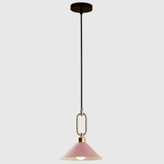 Modern Macarons Umbrella Pendant Light With Metal Ring - Stylish Lighting Pink / Round